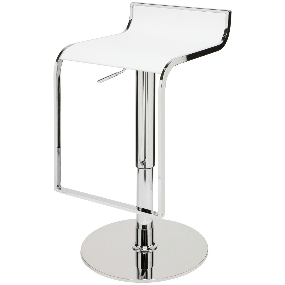 Alexander White Leather Adjustable Stool