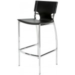 Lisbon Black Leather Bar Stool