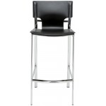 Lisbon Black Leather Bar Stool