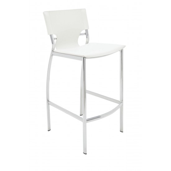 Lisbon White Leather Bar Stool