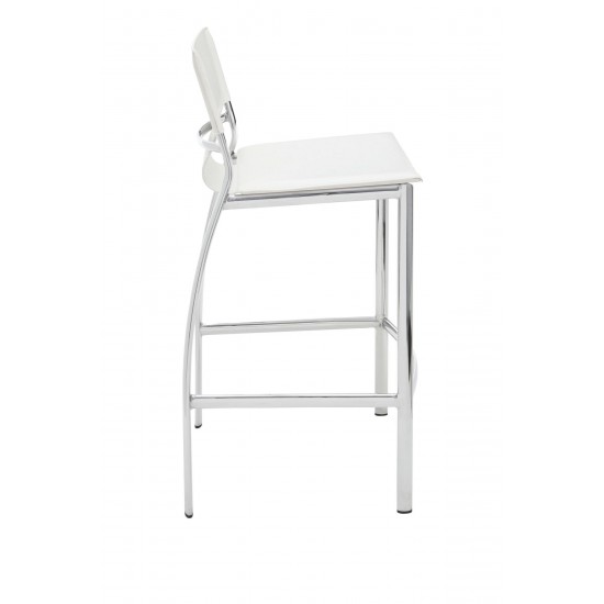 Lisbon White Leather Bar Stool