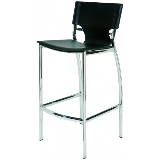 Lisbon Black Leather Counter Stool