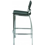 Lisbon Black Leather Counter Stool