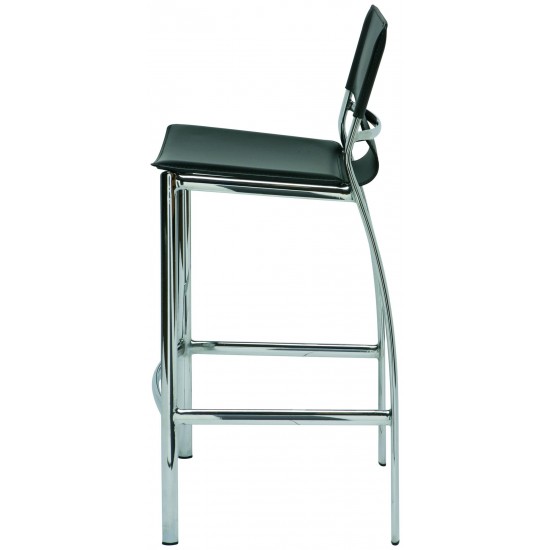 Lisbon Black Leather Counter Stool