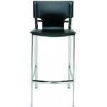 Lisbon Black Leather Counter Stool