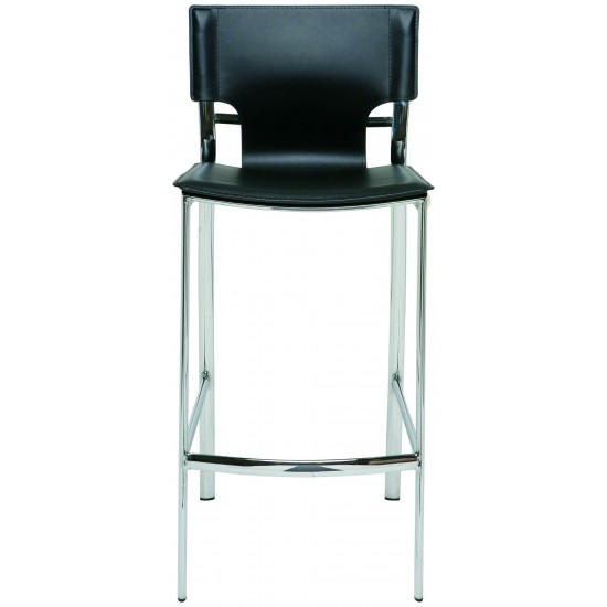 Lisbon Black Leather Counter Stool