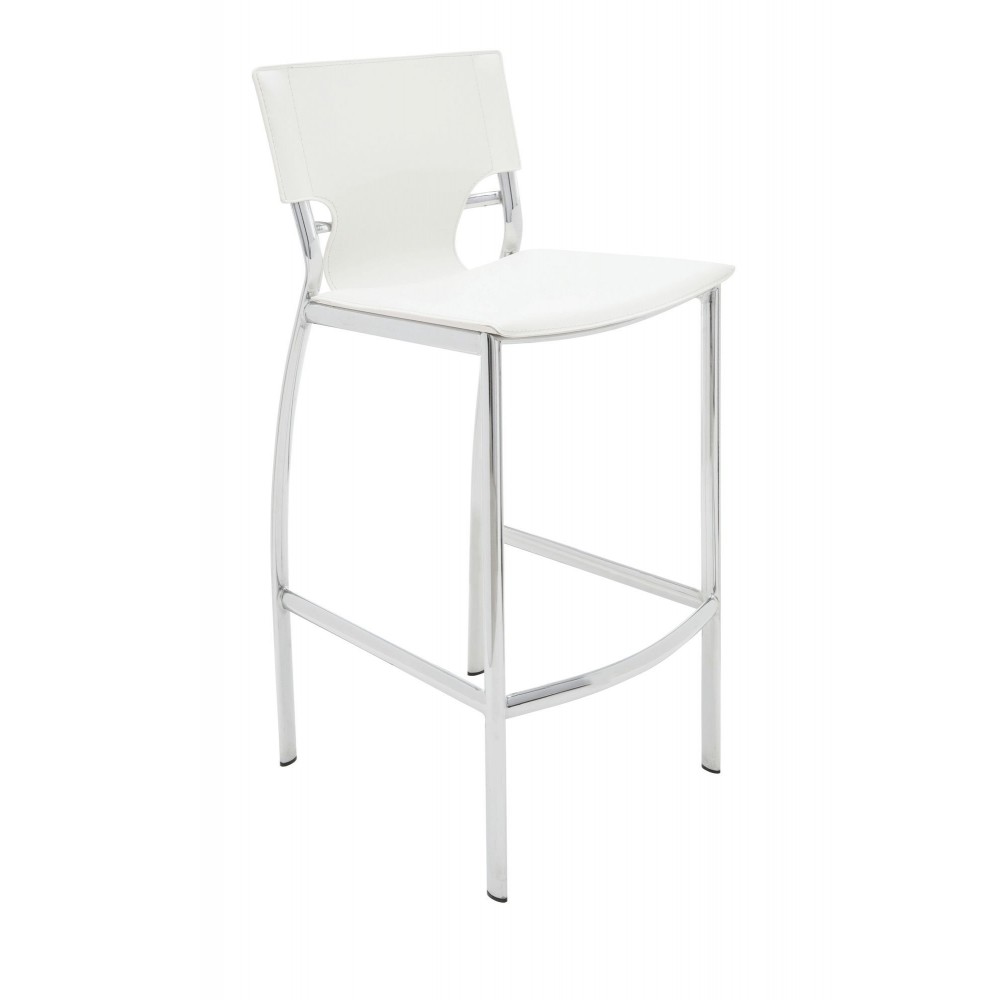 Lisbon White Leather Counter Stool