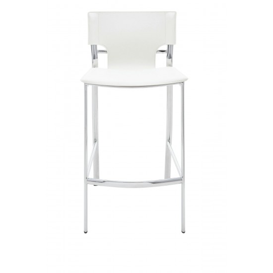 Lisbon White Leather Counter Stool