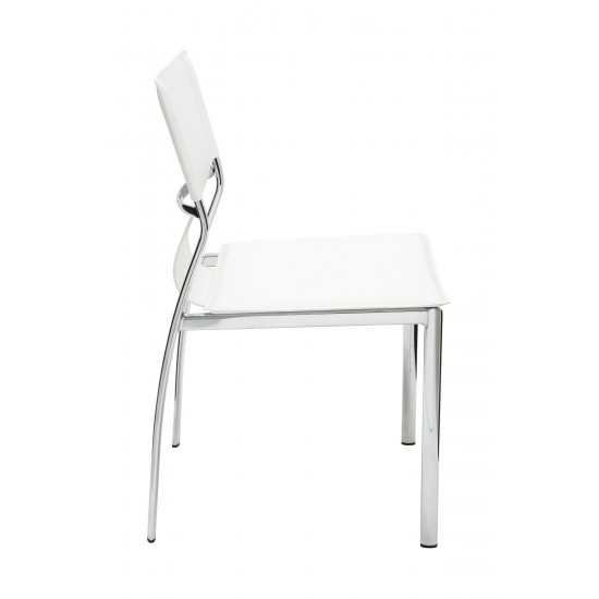 Lisbon White Leather Dining Chair