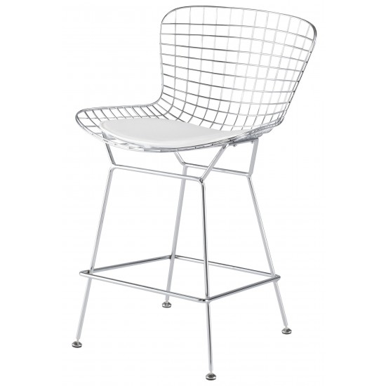 Wireback White Naugahyde Counter Stool