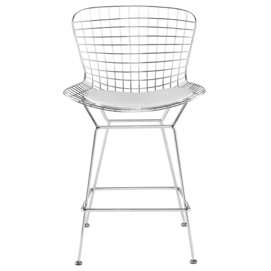 Wireback White Naugahyde Counter Stool