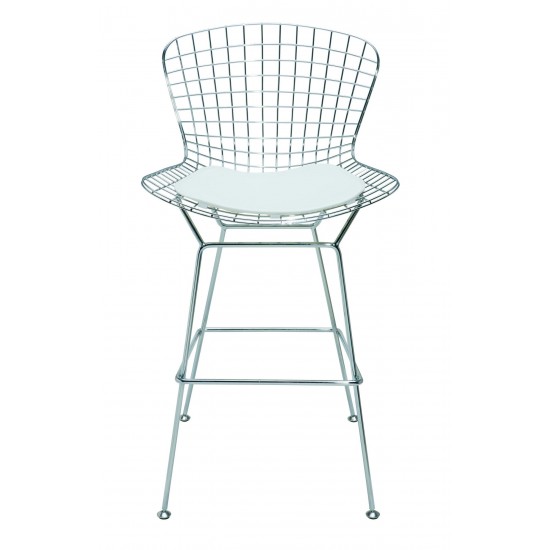 Wireback White Naugahyde Counter Stool