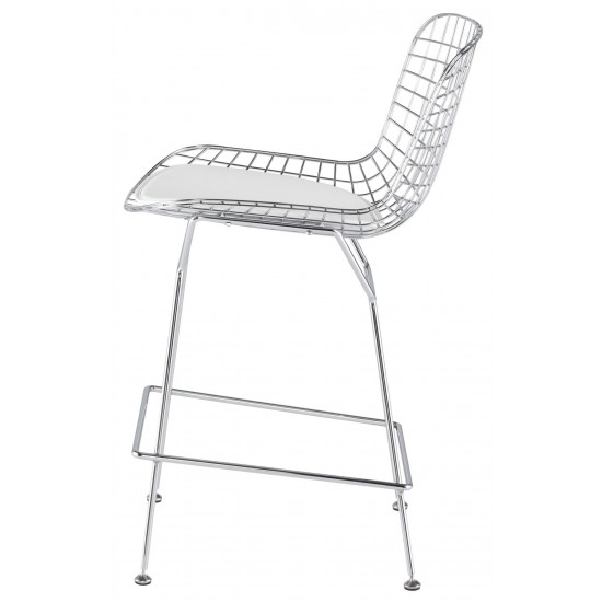 Wireback White Naugahyde Counter Stool