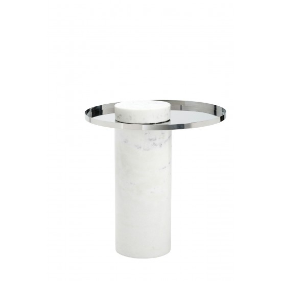 Pillar Silver Metal Side Table