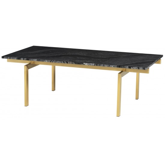 Louve Black Wood Vein Stone Coffee Table, HGNA116