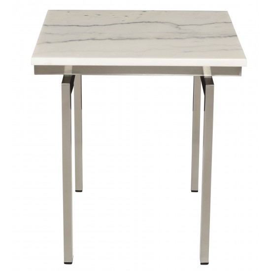 Louve White Stone Side Table