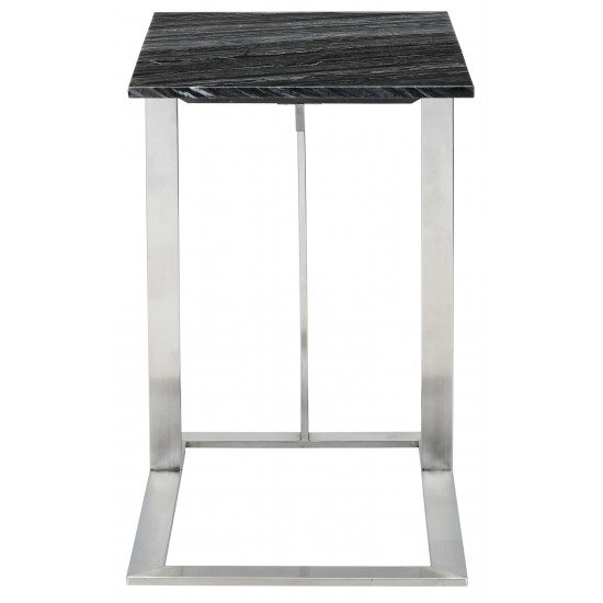 Dell Black Wood Vein Stone Side Table, HGNA286