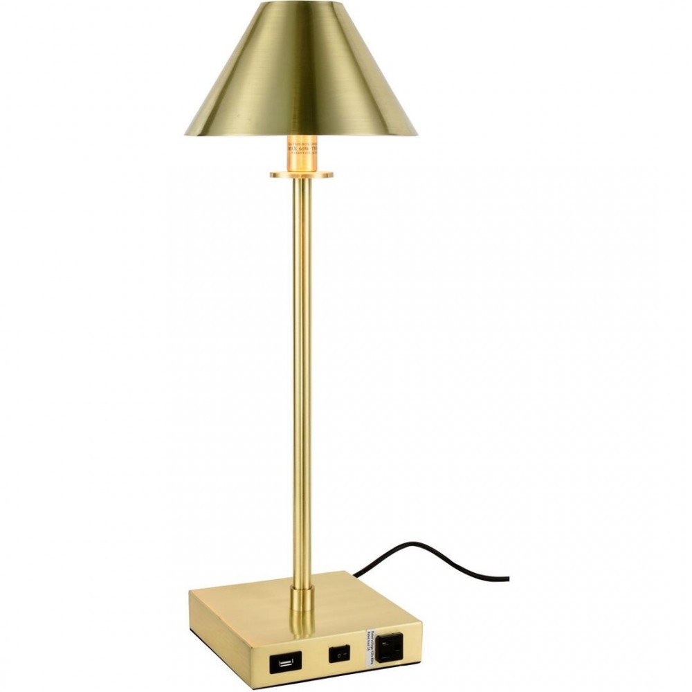 Elegant Decor Brio Collection 1-Light Brushed Brass Finish Table Lamp