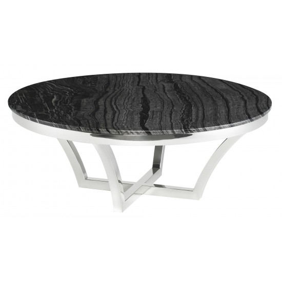 Aurora Black Wood Vein Stone Coffee Table, HGNA292