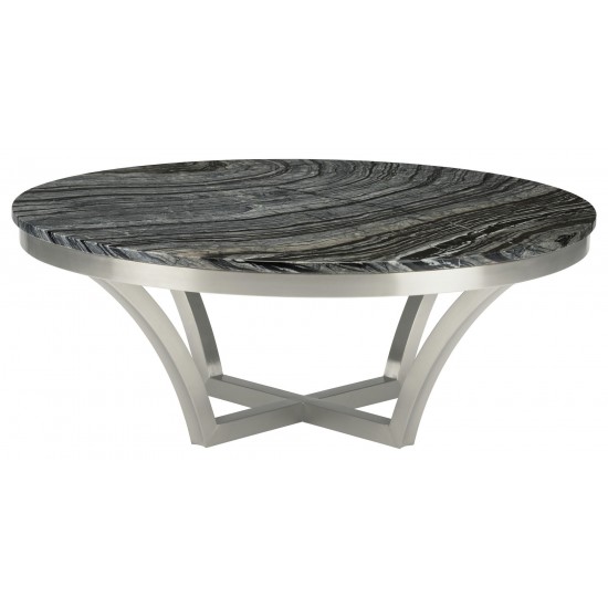 Aurora Black Wood Vein Stone Coffee Table, HGNA292