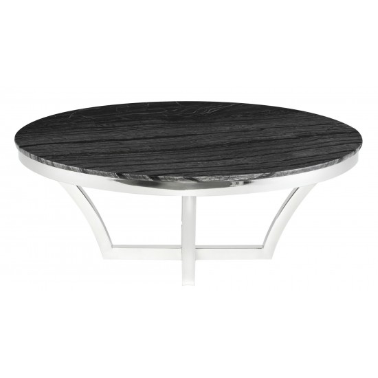 Aurora Black Wood Vein Stone Coffee Table, HGNA292