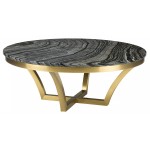 Aurora Black Wood Vein Stone Coffee Table, HGNA293