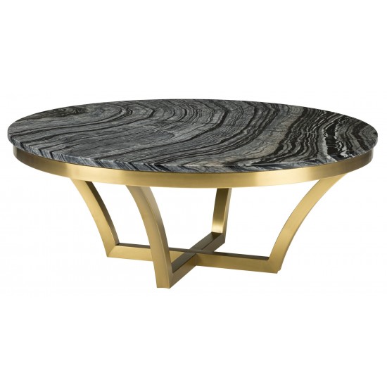 Aurora Black Wood Vein Stone Coffee Table, HGNA293