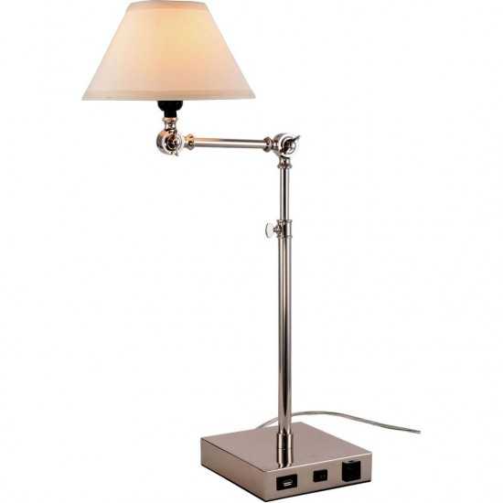 Elegant Decor Brio Collection 1-Light Polished Nickel Finish Table Lamp