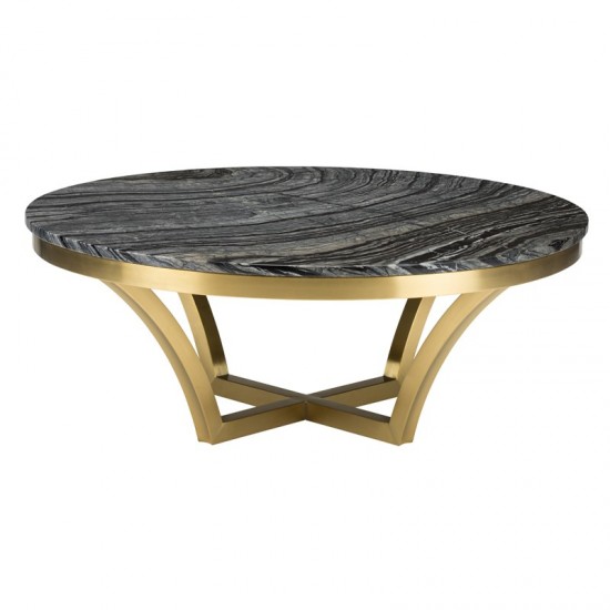 Aurora Black Wood Vein Stone Coffee Table, HGNA293