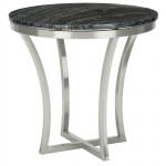 Aurora Black Wood Vein Stone Side Table, HGNA294