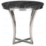 Aurora Black Wood Vein Stone Side Table, HGNA294