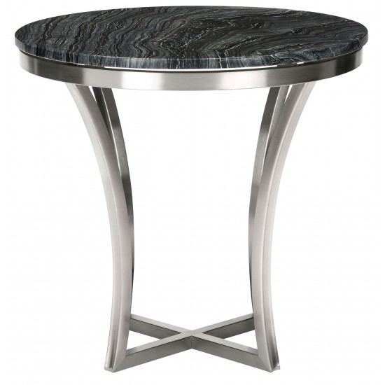 Aurora Black Wood Vein Stone Side Table, HGNA294