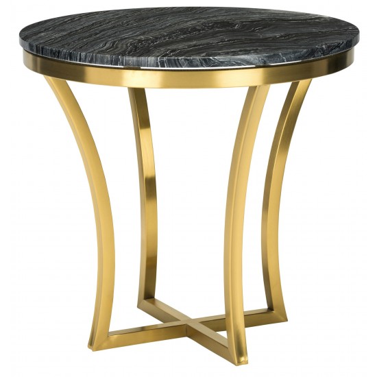 Aurora Black Wood Vein Stone Side Table, HGNA295