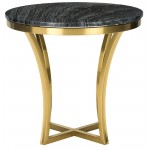 Aurora Black Wood Vein Stone Side Table, HGNA295