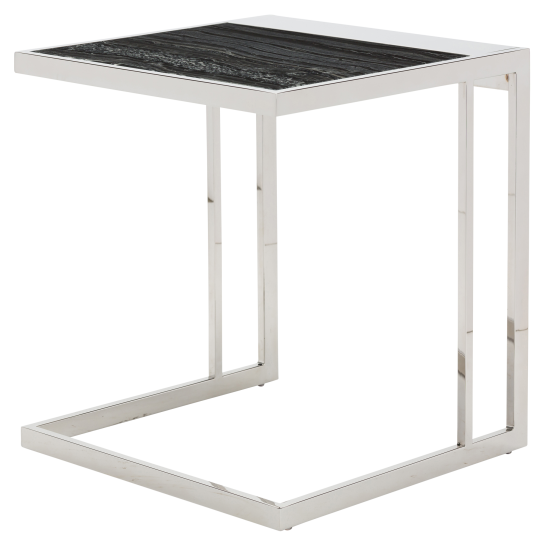 Ethan Black Wood Vein Stone Side Table