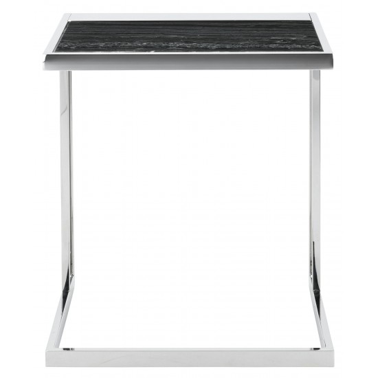 Ethan Black Wood Vein Stone Side Table