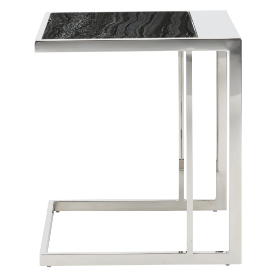 Ethan Black Wood Vein Stone Side Table