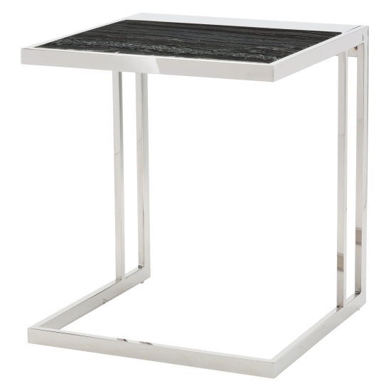Ethan Black Wood Vein Stone Side Table