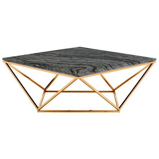 Jasmine Black Wood Vein Stone Coffee Table, HGNA299