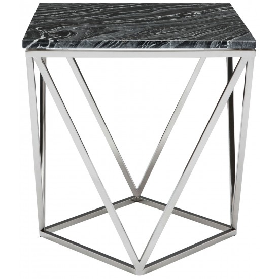 Jasmine Black Wood Vein Stone Side Table, HGNA300