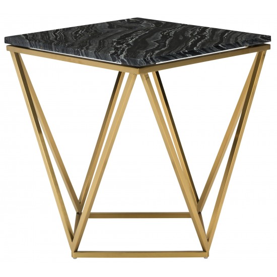 Jasmine Black Wood Vein Stone Side Table, HGNA301