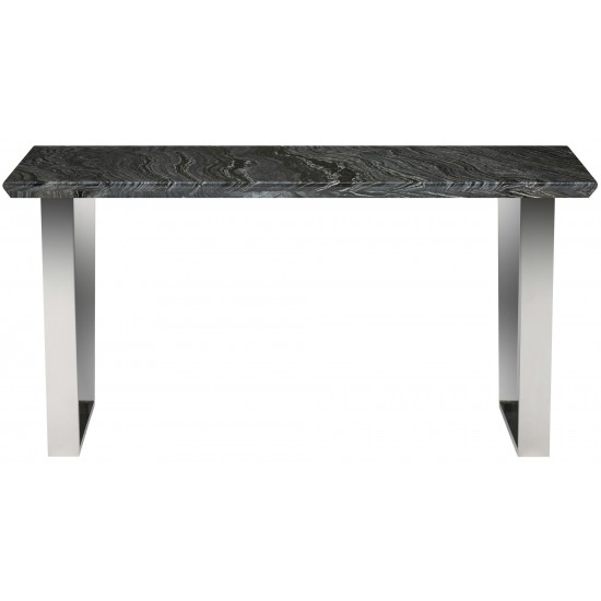 Catrine Black Wood Vein Stone Console Table, HGNA306