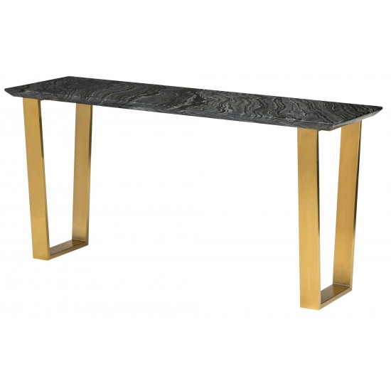 Catrine Black Wood Vein Stone Console Table, HGNA307