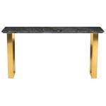 Catrine Black Wood Vein Stone Console Table, HGNA307