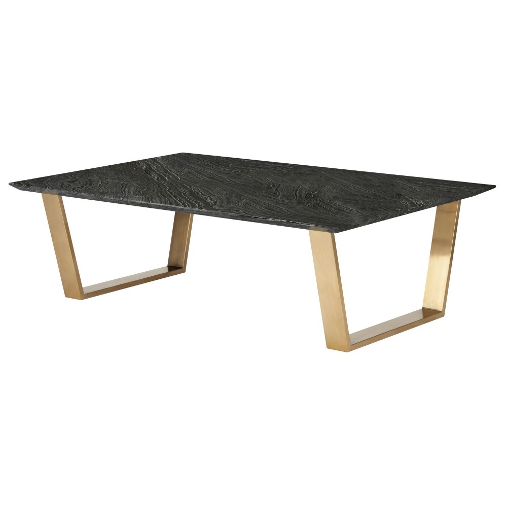 Catrine Black Wood Vein Stone Coffee Table, HGNA309