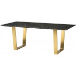 Catrine Black Wood Vein Stone Dining Table, HGNA311