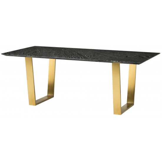 Catrine Black Wood Vein Stone Dining Table, HGNA311