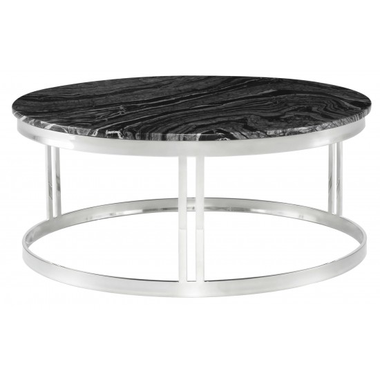 Nicola Black Wood Vein Stone Coffee Table