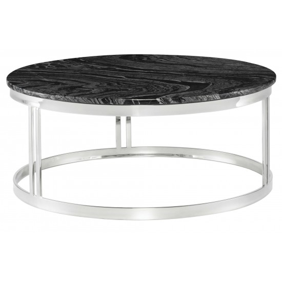 Nicola Black Wood Vein Stone Coffee Table