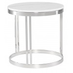 Nicola White Stone Side Table, HGNA422